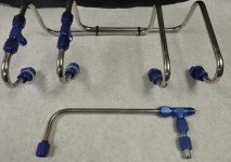 TBS 4375-BLUE Dual Inlet 4500 DOMINATOR Fuel Line Kit S.S. POLISHED w BLUE  Fittings ATM QF HOLLEY